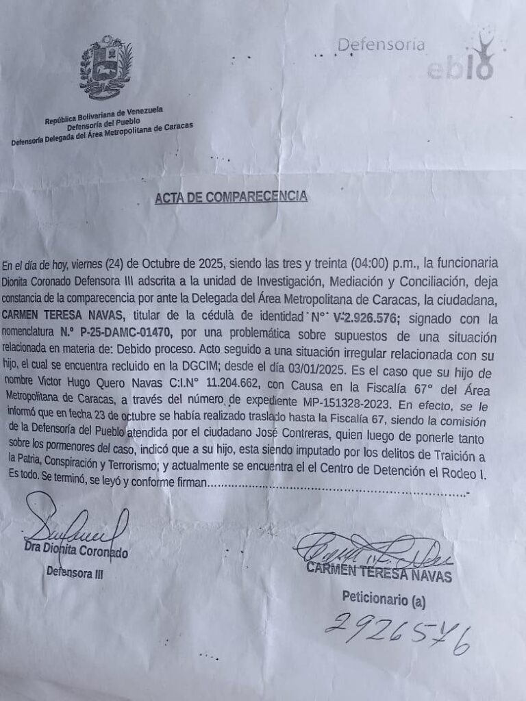 comunicado oficial de su muerte a Víctor Hugo Quero se le negó la amnistía
