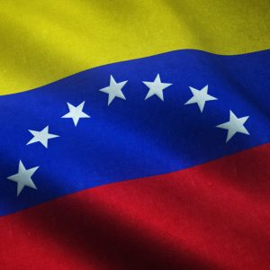 A closeup shot of the realistic flag of Venezuela with interesting textures